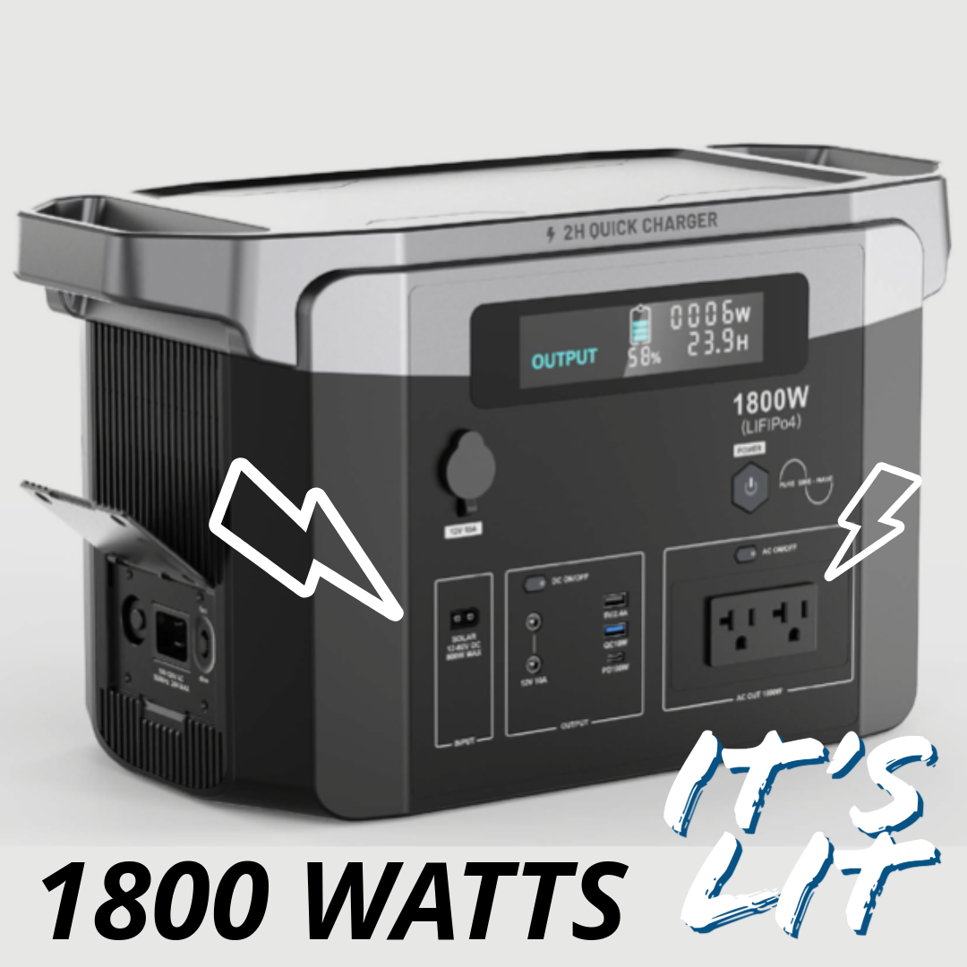 Porta-Volt Portable Power Station w/optional Solar Panels, AC Outlets, USB, 12v, Emergency Power for Home Backup, Outdoor RV/Van Camping